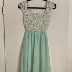 Summer dress. Lacey top with flowy skirt